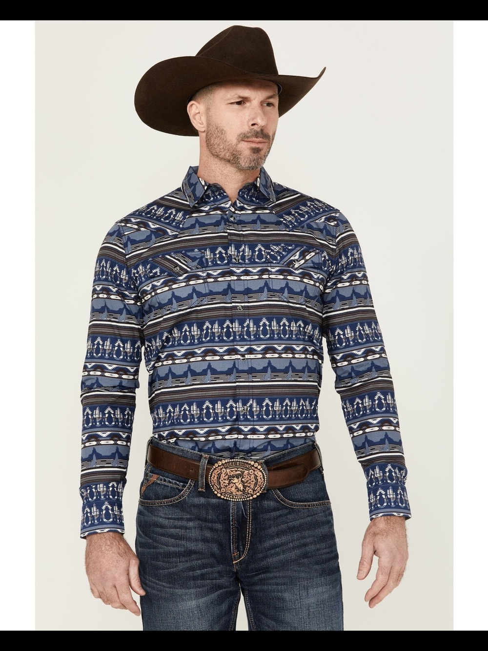 Cody James Men's Coyote Trail Southwestern Print Long Sleeve Snap Western Shirt